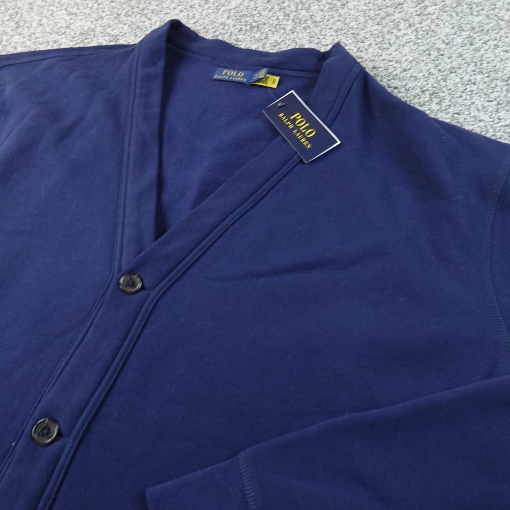NEW Polo Ralph Lauren Sweater Mens 4XLT Blue Elbow Patch Cardigan V‎ Neck Pony